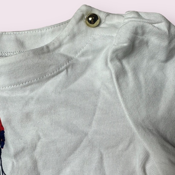 NWT Baby Janie And Jack Girl In Sunglasses White 3/4 Sleeve Top Gold Accents - Picture 6 of 8